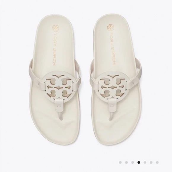 Tory Burch Shoes - Tory Burch Cream Logo Thong Sandals